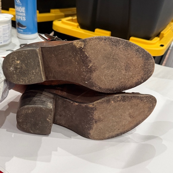 Farylrobin Brown Leather Ankle Boots with Buckle Straps - Picture 6 of 6